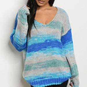 BLUE KNIT WOMENS SWEATER WINTER